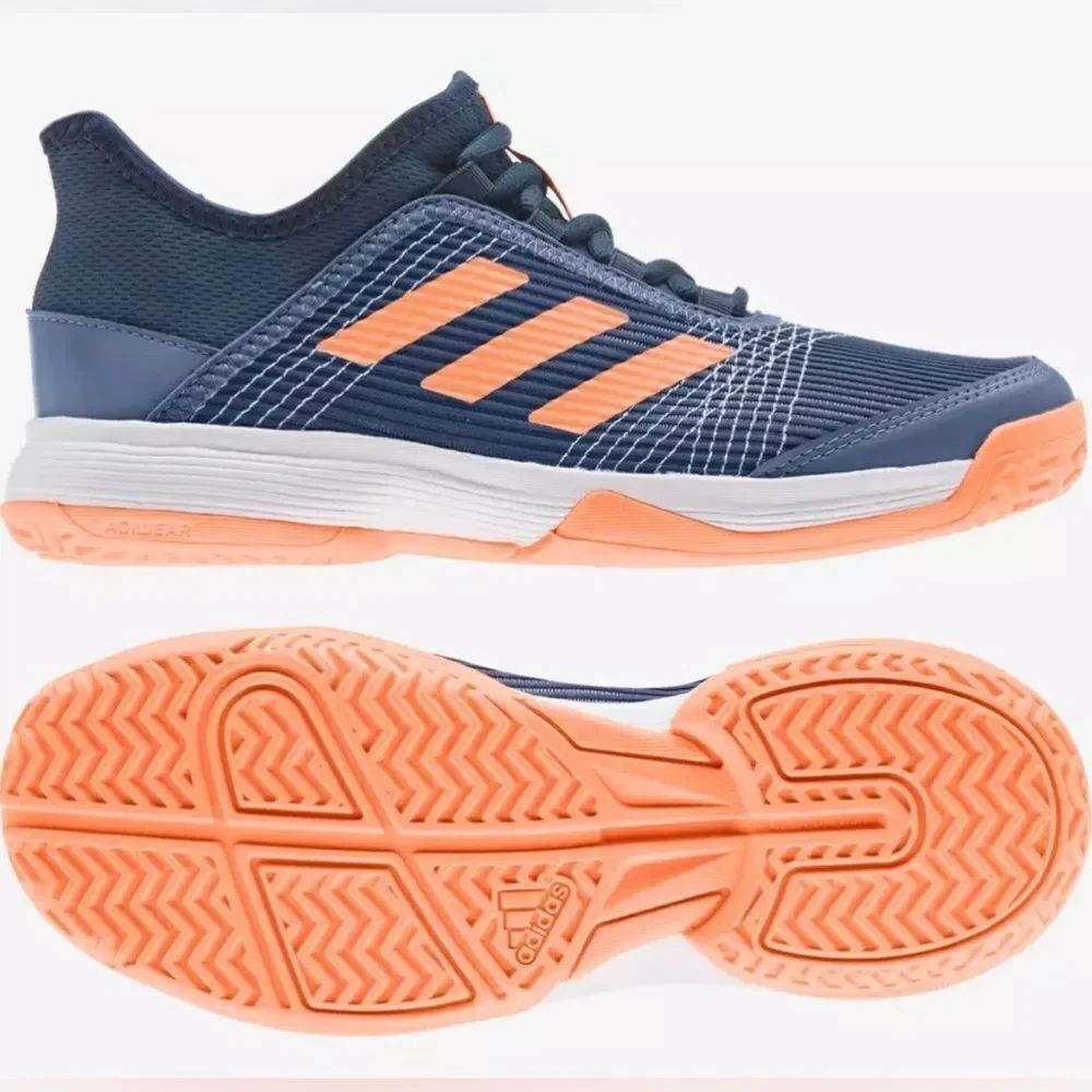 Adidas Kids' Blue and Orange Sneakers; Size 3.5 but fits women’s Size 5 too!